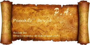 Psenkó Arvid névjegykártya