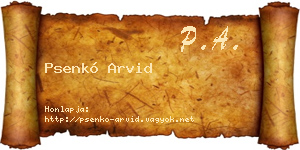 Psenkó Arvid névjegykártya